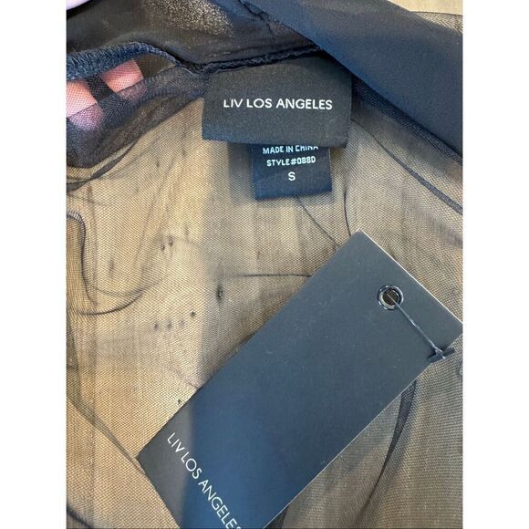 NWT LIV Los Angeles Black Embroidered Sheer Kimono Cardigan Small - Picture 7 of 7